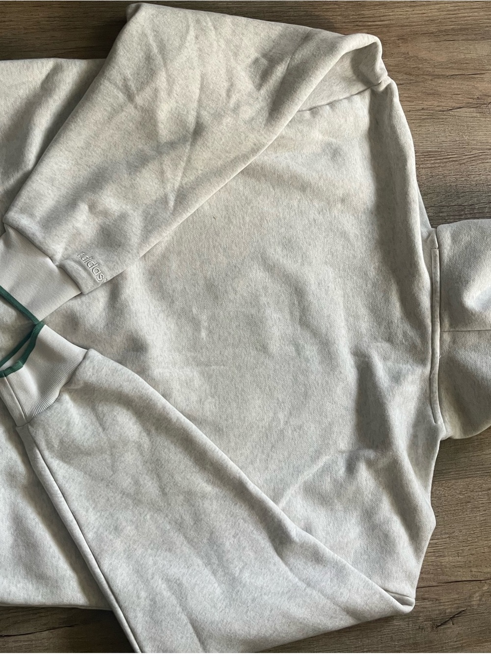 adidas originals Gray Hoodie with Green Logo and Trim - Athletics Club Pullover - Picture 4 of 4
